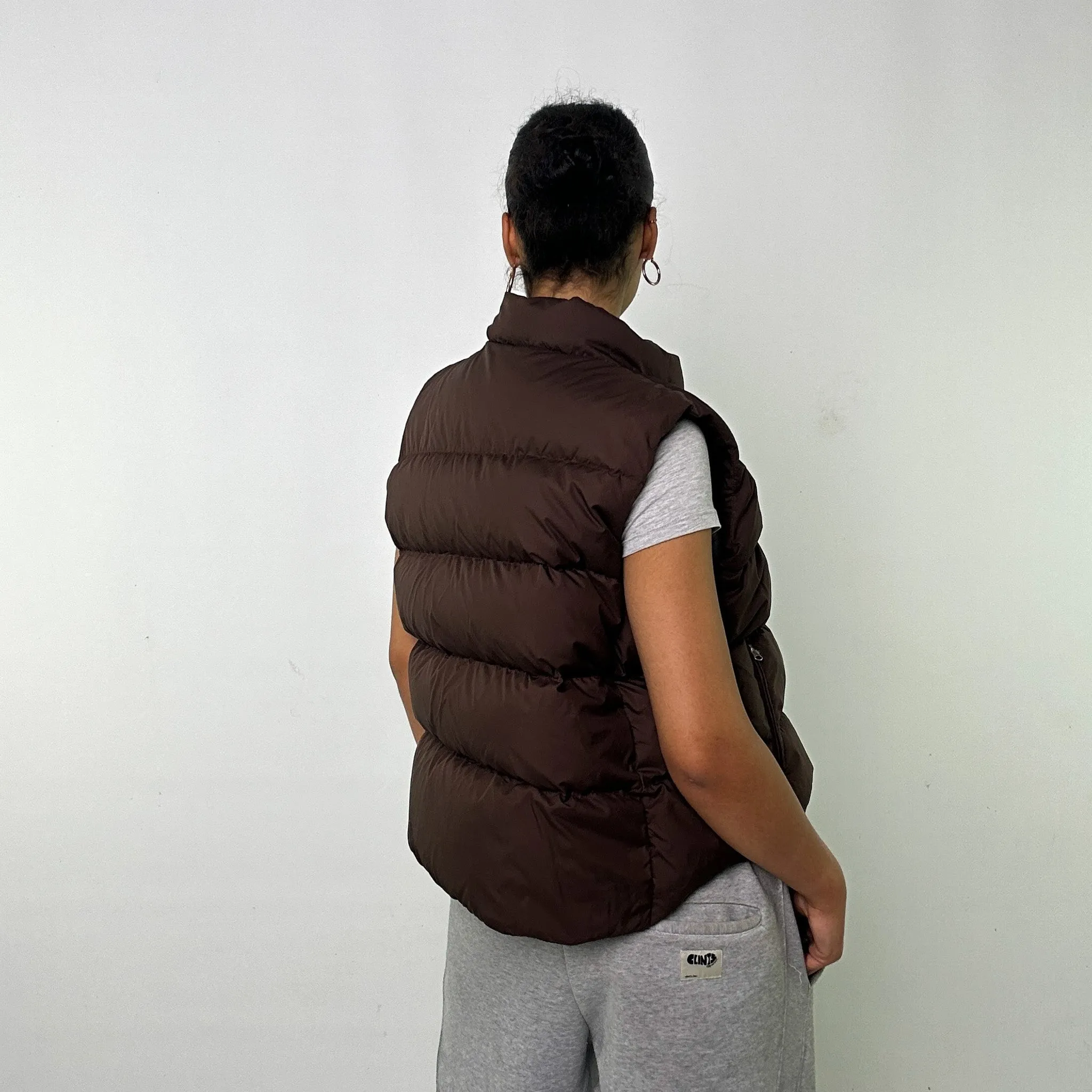 Brown 90s Polo Ralph Lauren Puffer Jacket Coat Gilet (L)