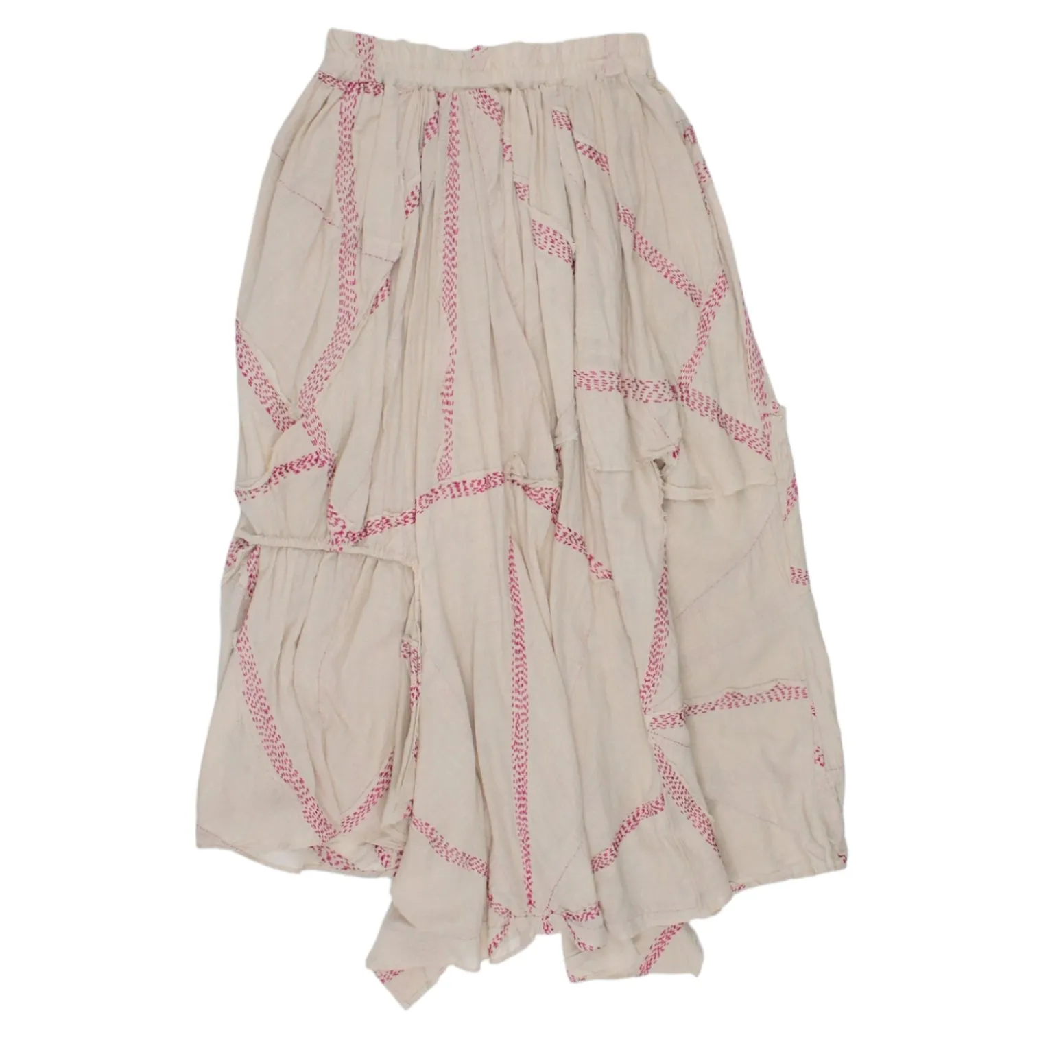 By Walid Cream/Pink Recycled Sari Skirt