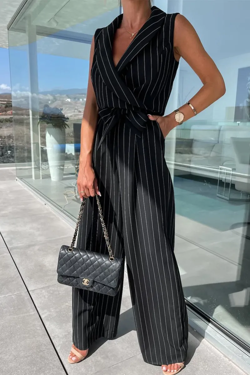 Casual Street Frenulum Turndown Collar Loose Jumpsuits