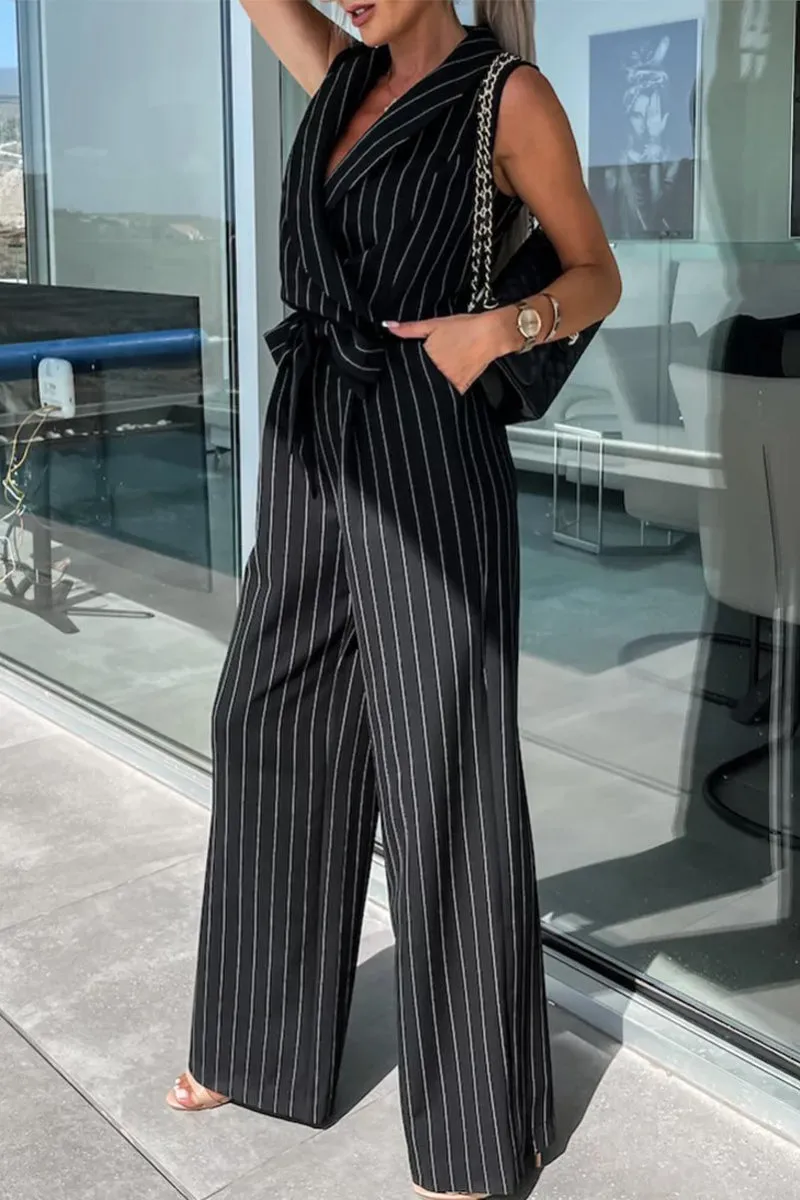 Casual Street Frenulum Turndown Collar Loose Jumpsuits