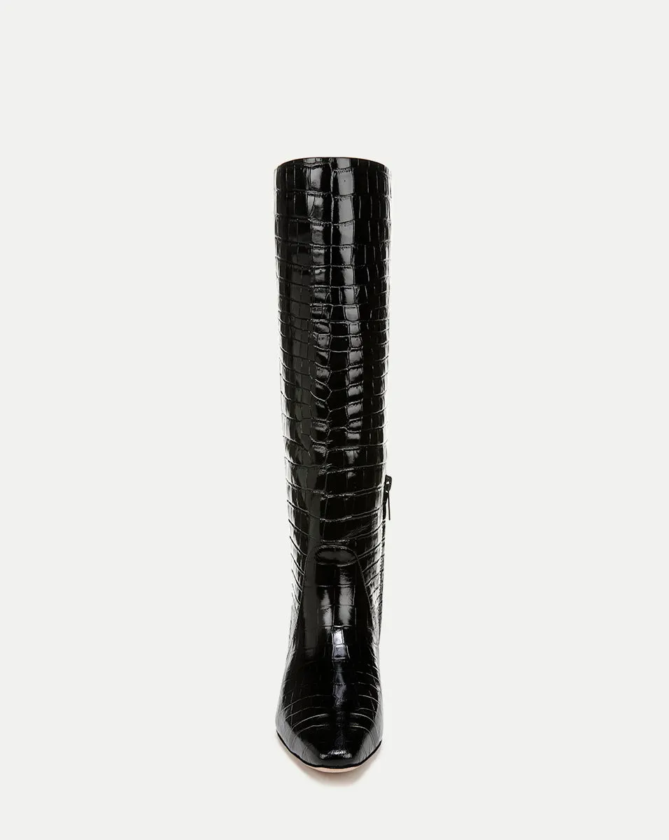 Cecile Croc-Embossed Tall Boot | Wide-Calf