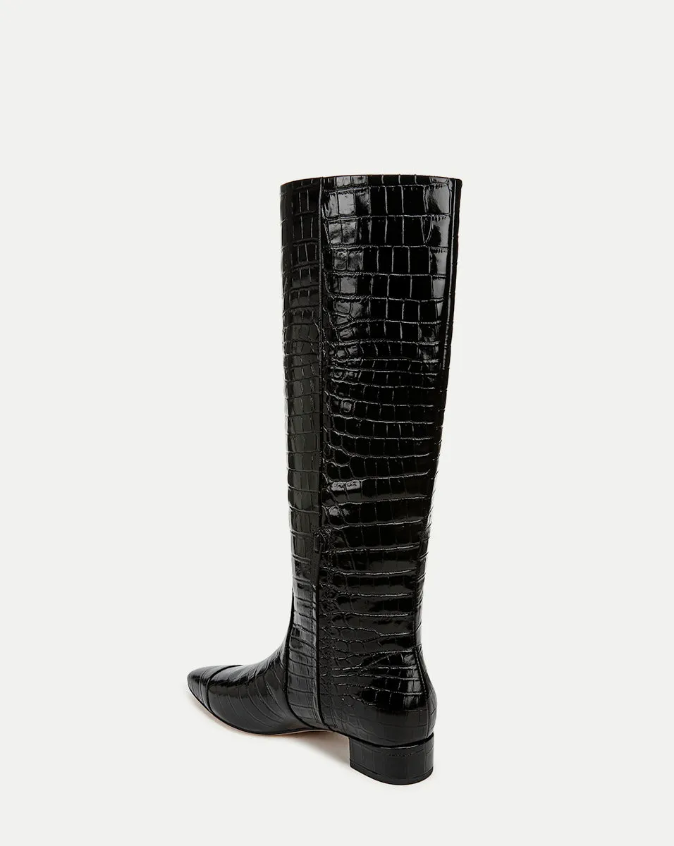 Cecile Croc-Embossed Tall Boot | Wide-Calf