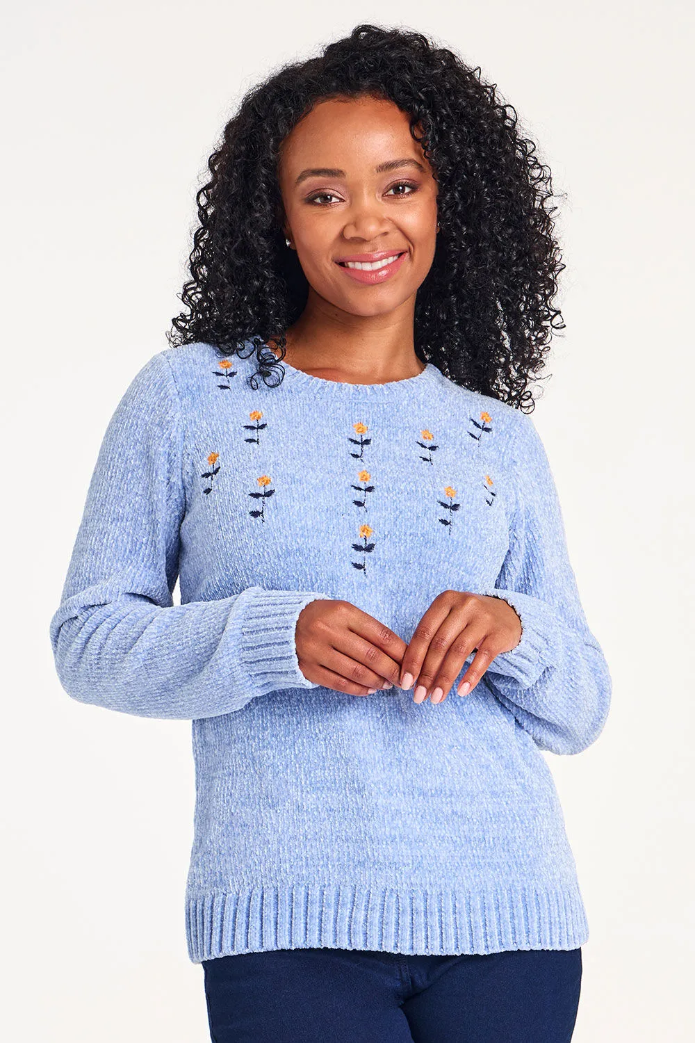 Chenille Floral Embroidered Jumper