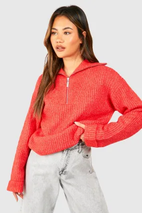 Chunky Soft Knit Half Zip Sweater