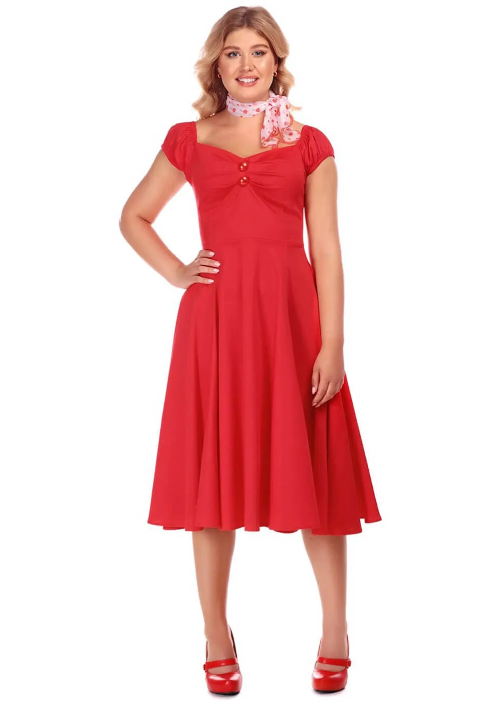 Collectif Dolores Classic 50's Swing Dress Red