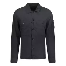 CP COMPANY BUTTON UP LENS OVERSHIRT BLACK