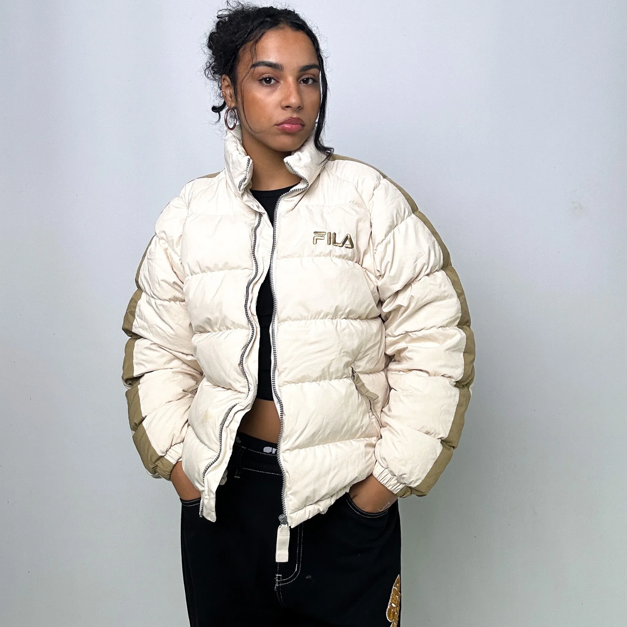 Cream 90s FILA Puffer Jacket Coat (S)