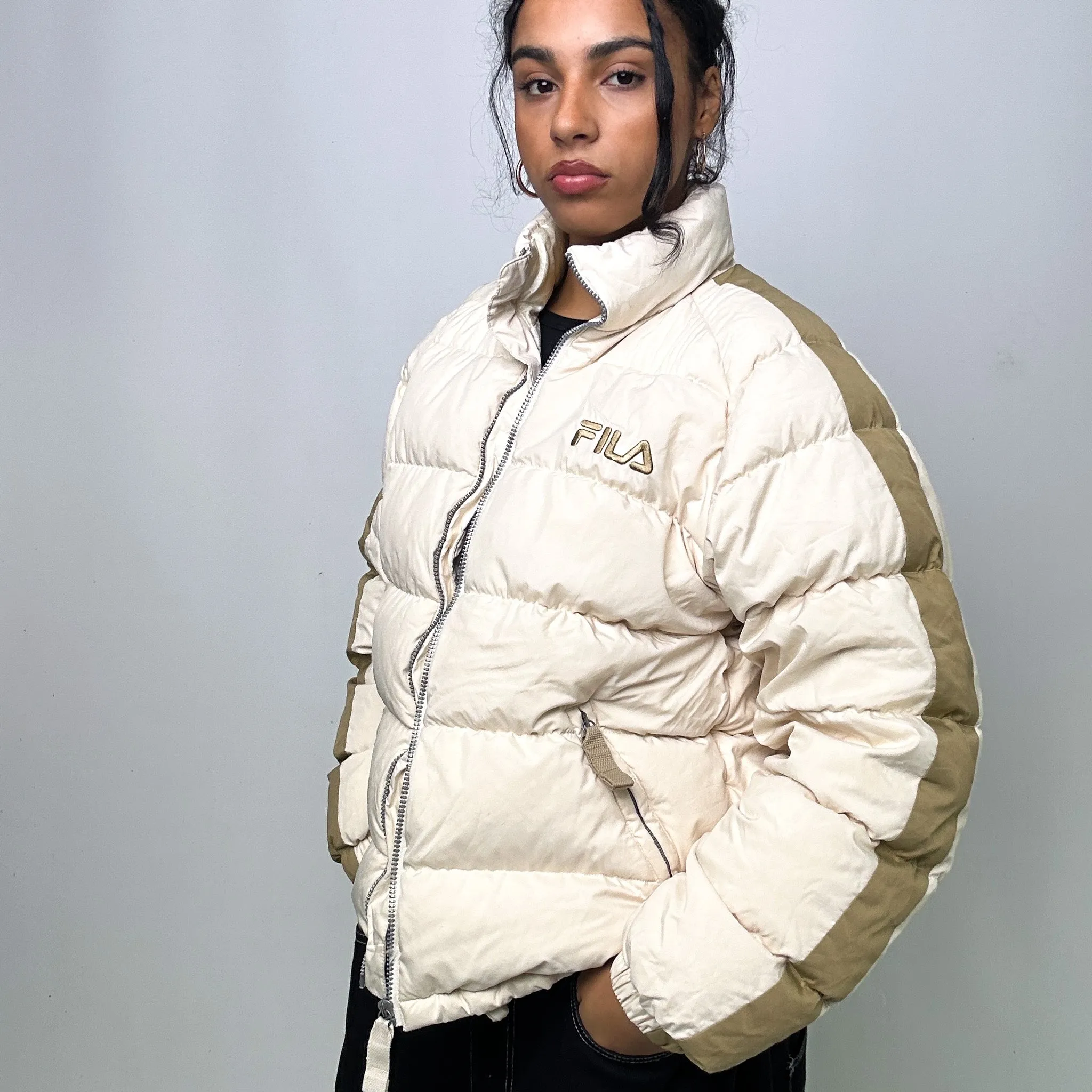 Cream 90s FILA Puffer Jacket Coat (S)