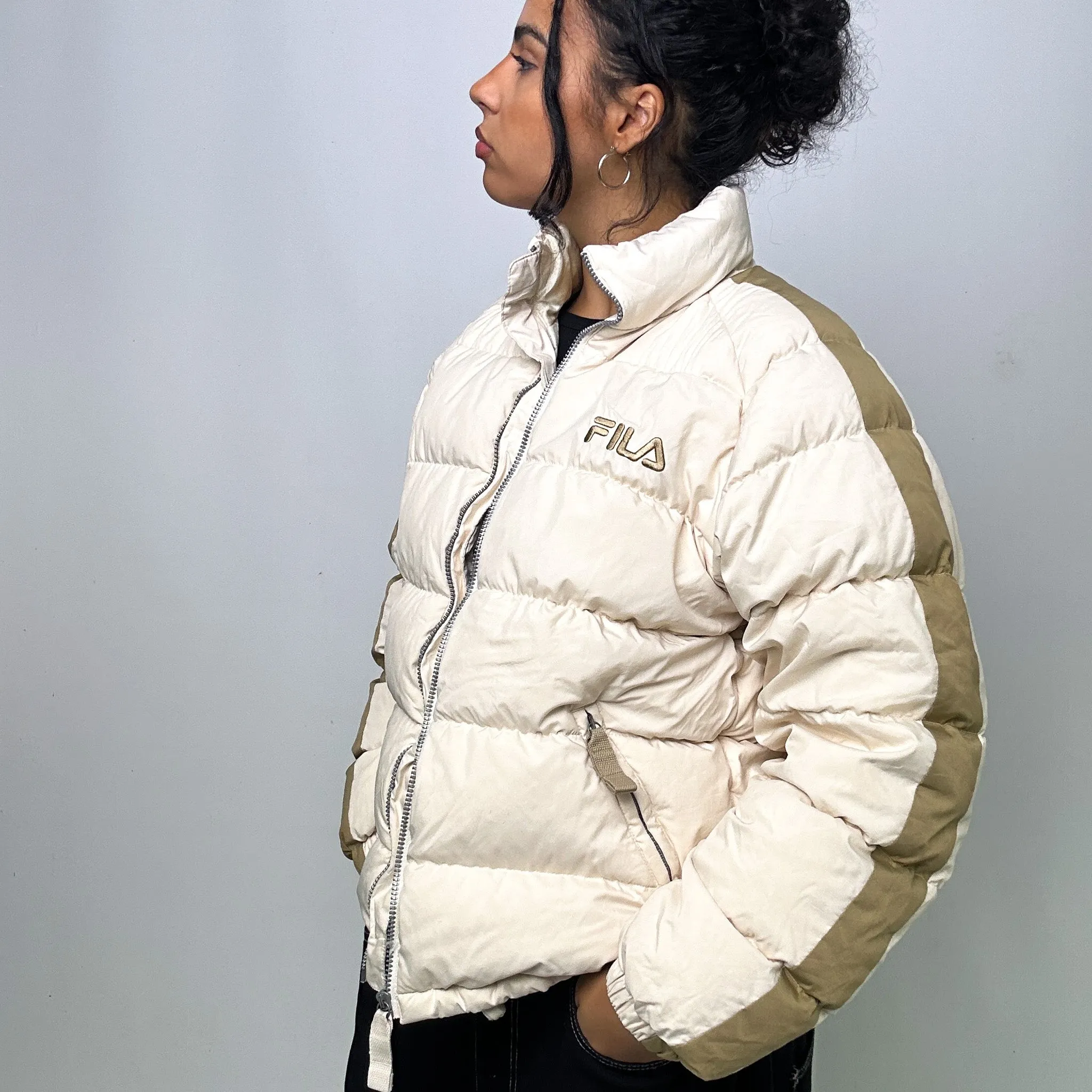 Cream 90s FILA Puffer Jacket Coat (S)