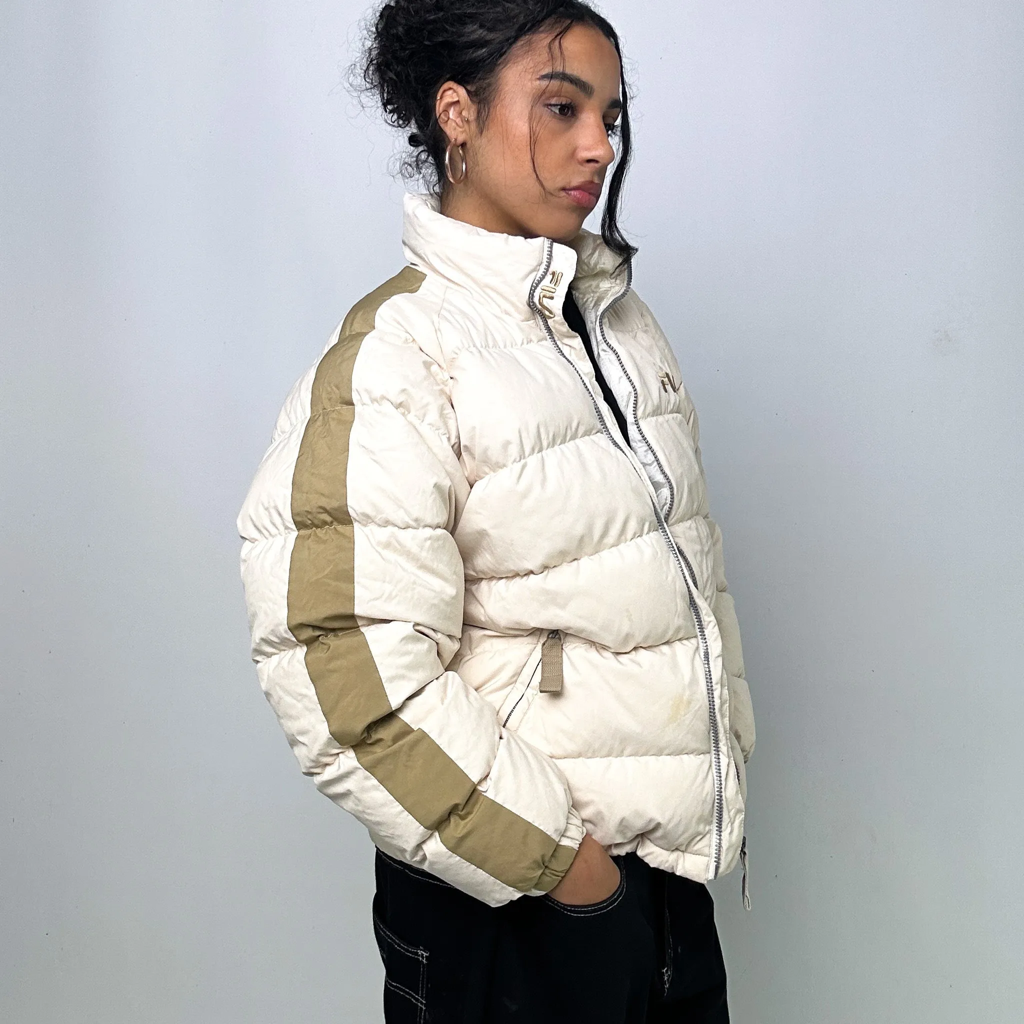 Cream 90s FILA Puffer Jacket Coat (S)