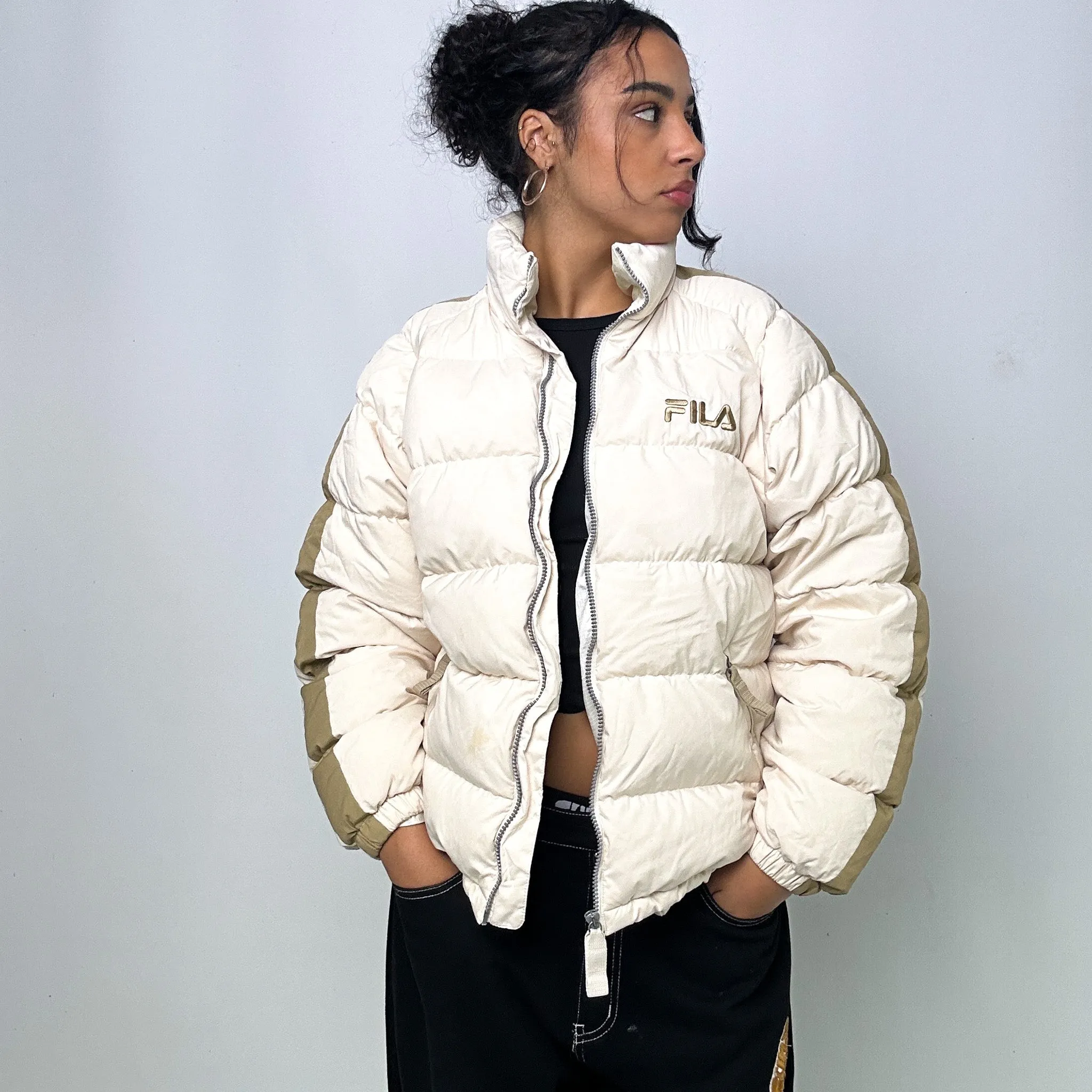 Cream 90s FILA Puffer Jacket Coat (S)