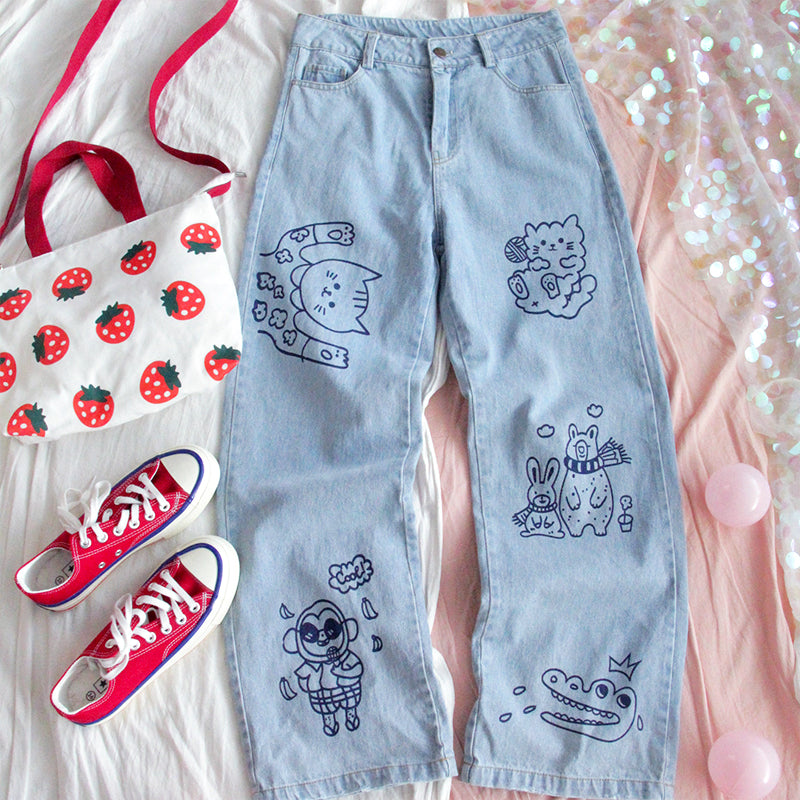 CUTE CARTOON LOOSE JEANS BY63067