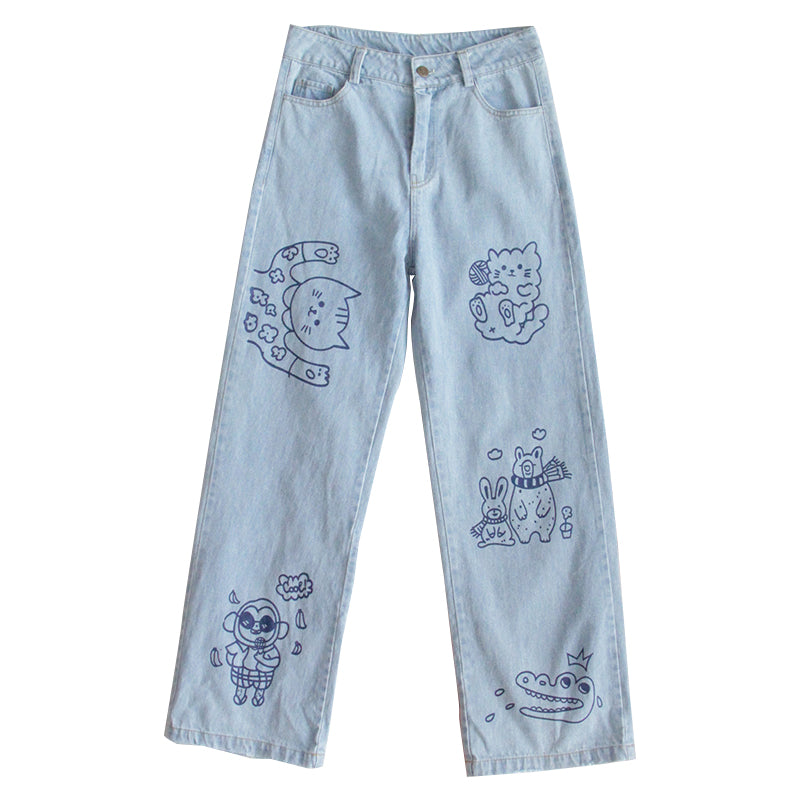 CUTE CARTOON LOOSE JEANS BY63067