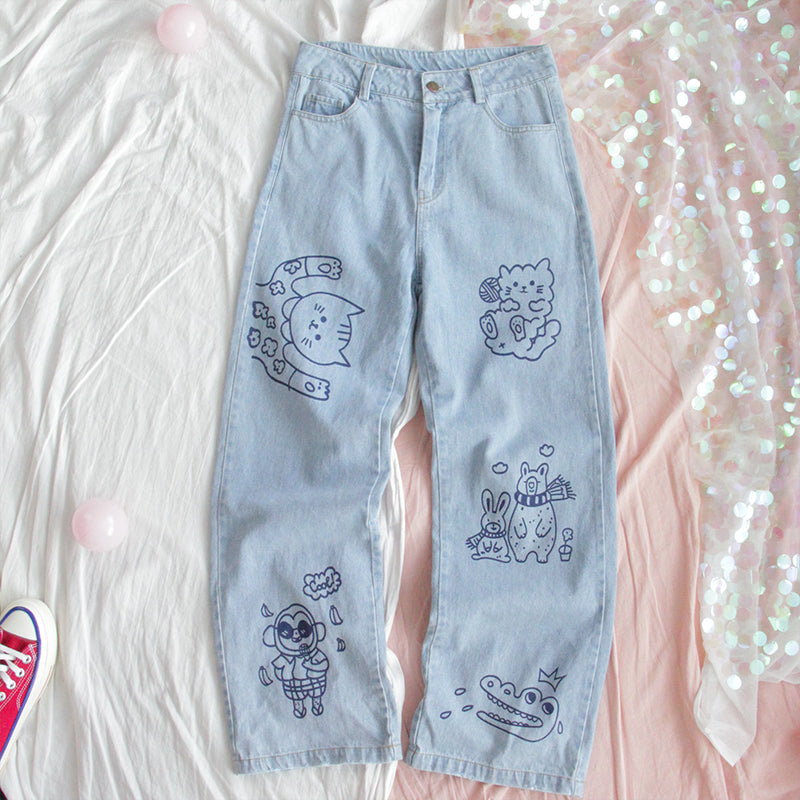 CUTE CARTOON LOOSE JEANS BY63067