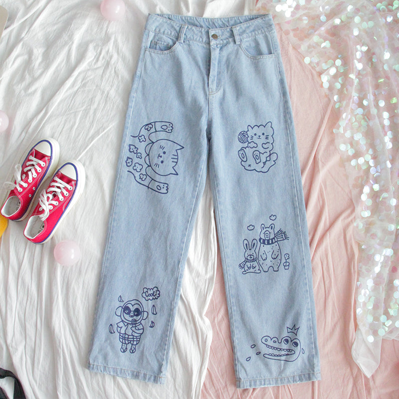 CUTE CARTOON LOOSE JEANS BY63067