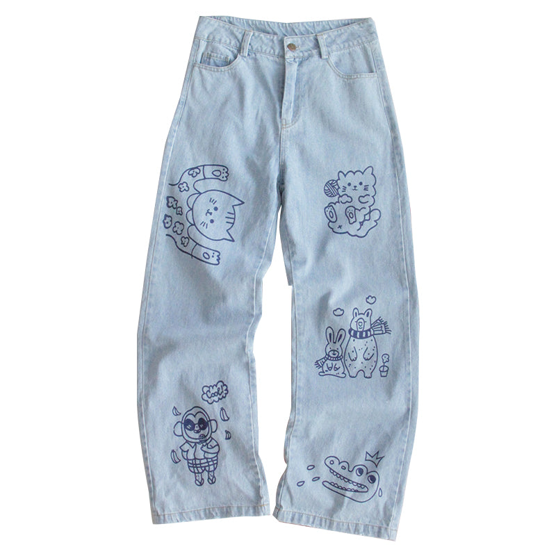 CUTE CARTOON LOOSE JEANS BY63067