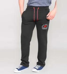 D555 Big Mens Black Embroidered Jogger With Open Hem (CHILWORTH 1)