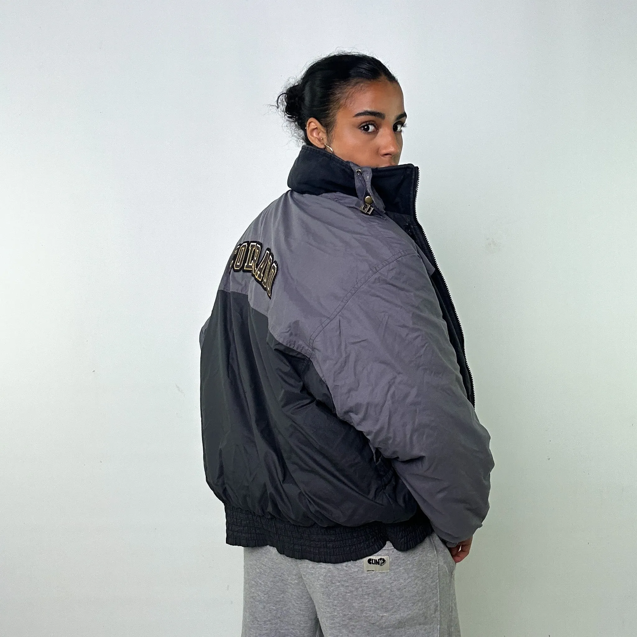 Dark Grey 90s NIKE Colorado University Pullover Puffer Jacket Coat (L)