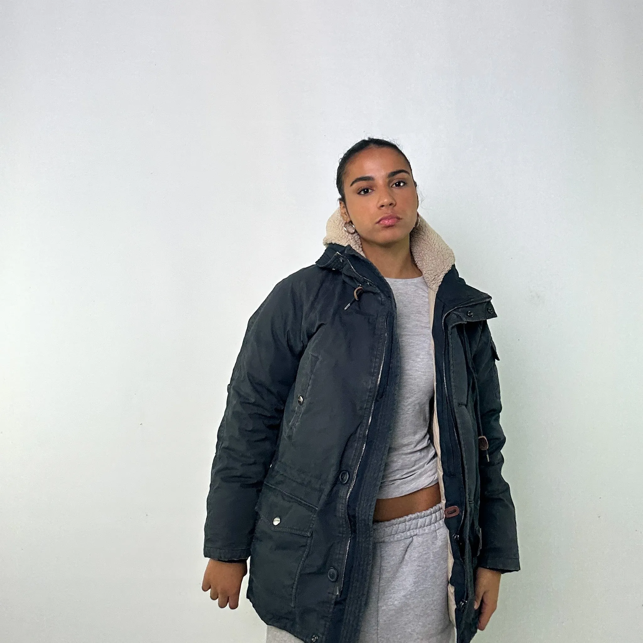 DARK GREY Y2KS CARHARTT PUFFER JACKET COAT (