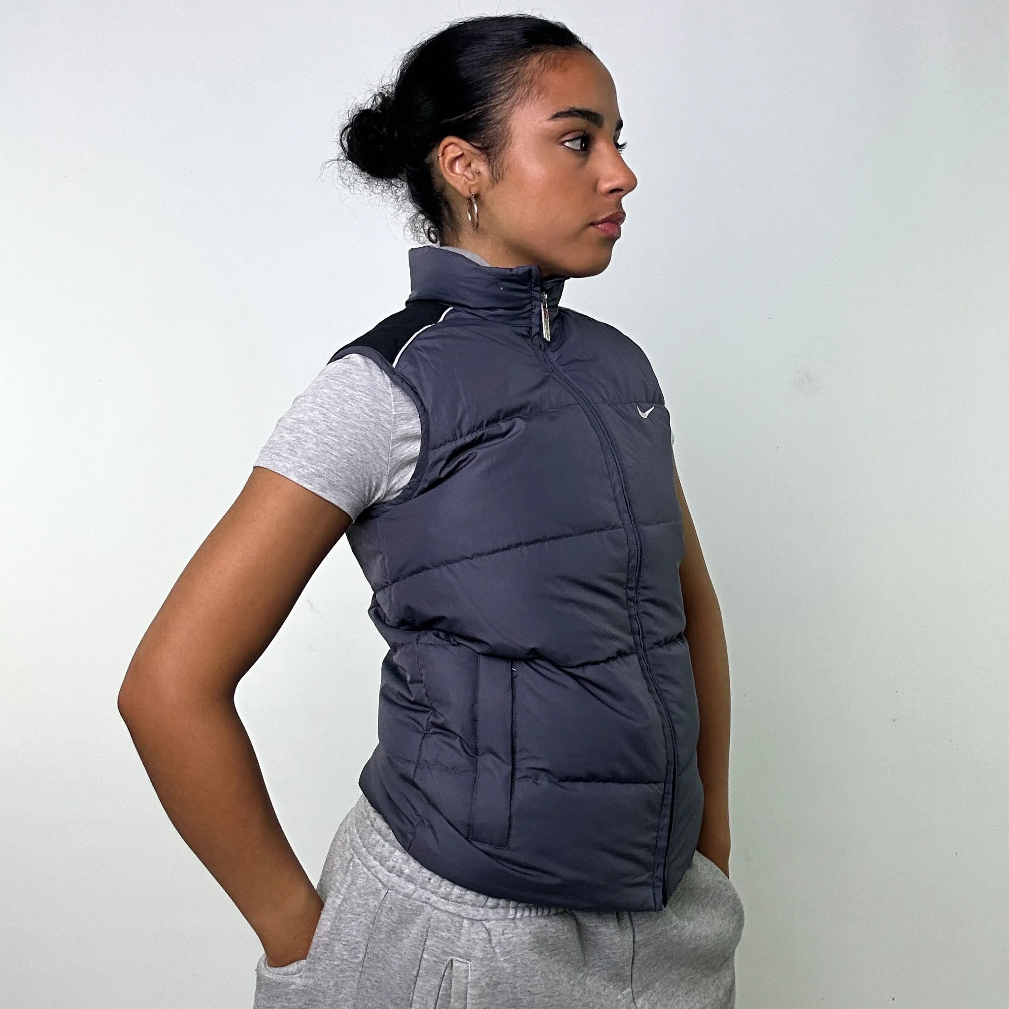 Dark Grey y2ks NIKE Puffer Jacket Coat Gilet (L)