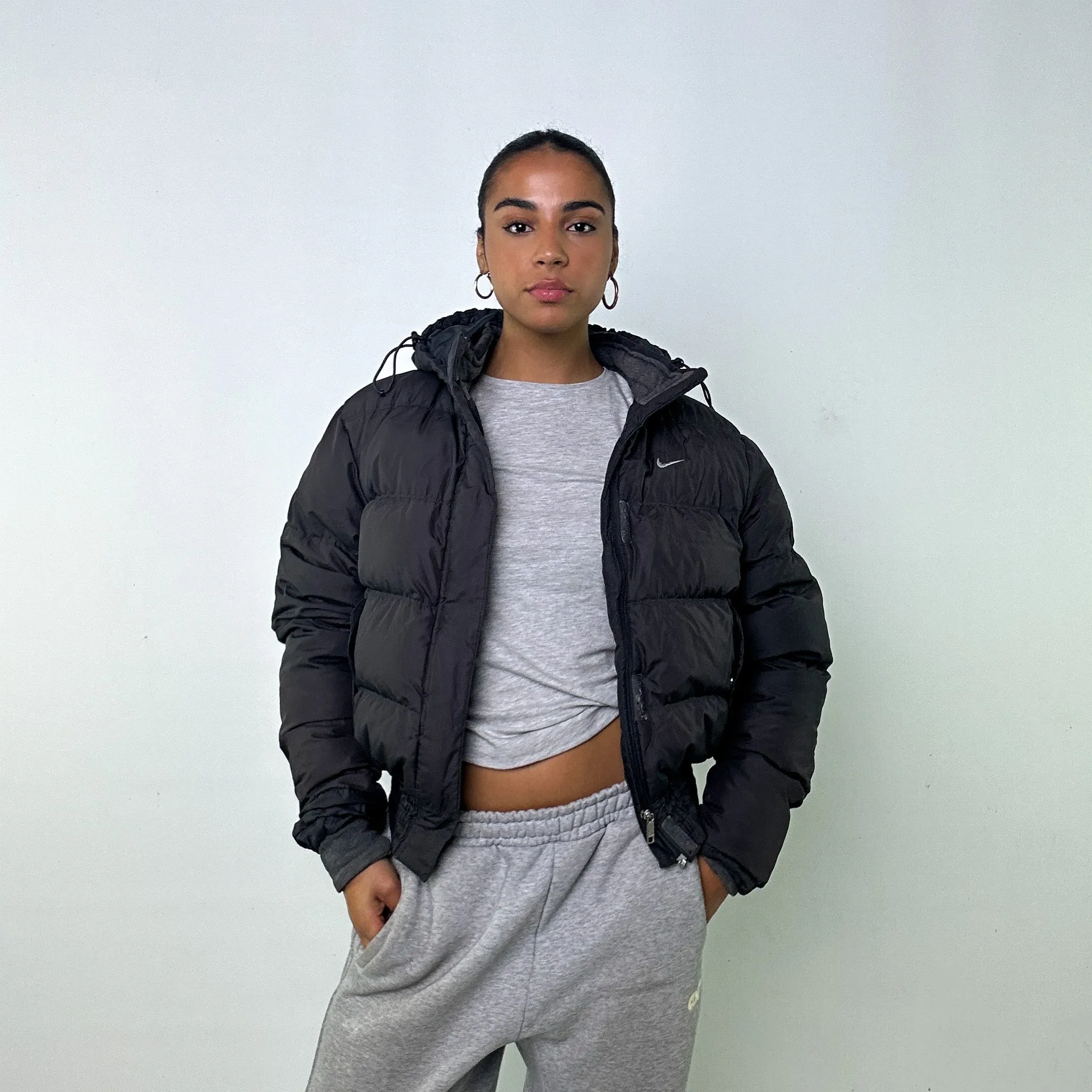 Dark Grey y2ks NIKE Puffer Jacket Coat (L)