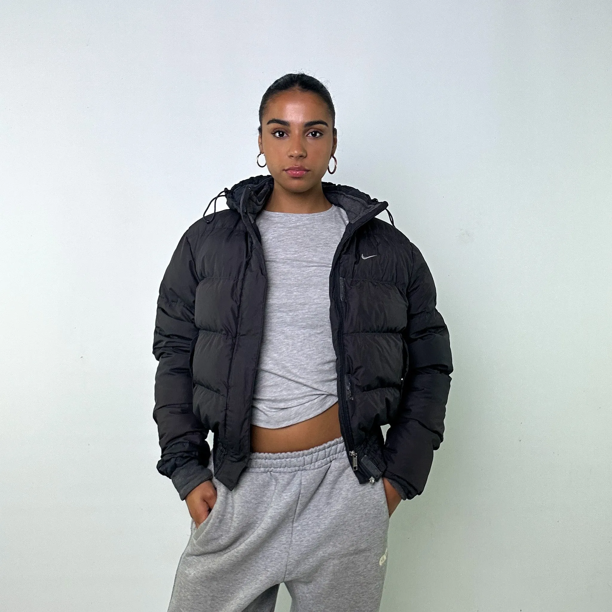 Dark Grey y2ks NIKE Puffer Jacket Coat (L)