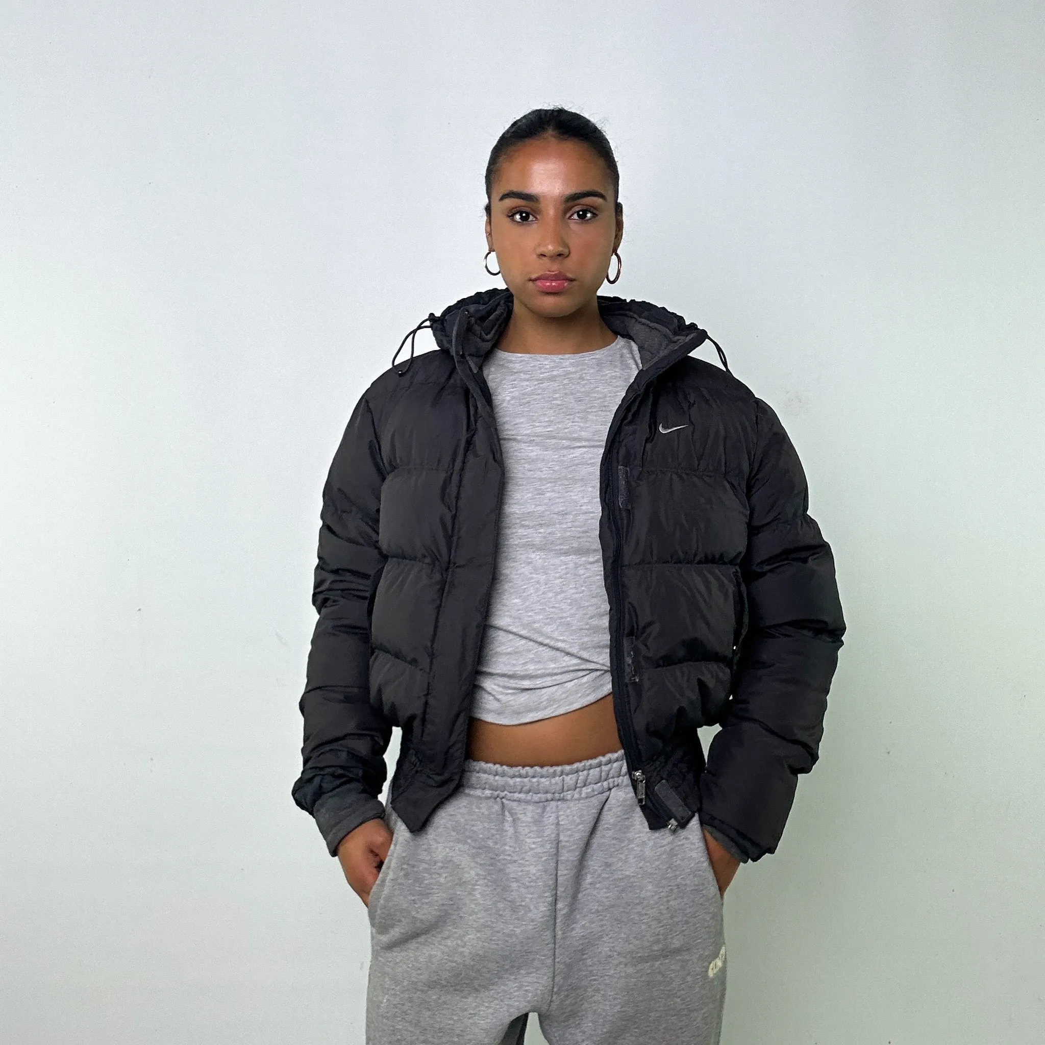 Dark Grey y2ks NIKE Puffer Jacket Coat (L)