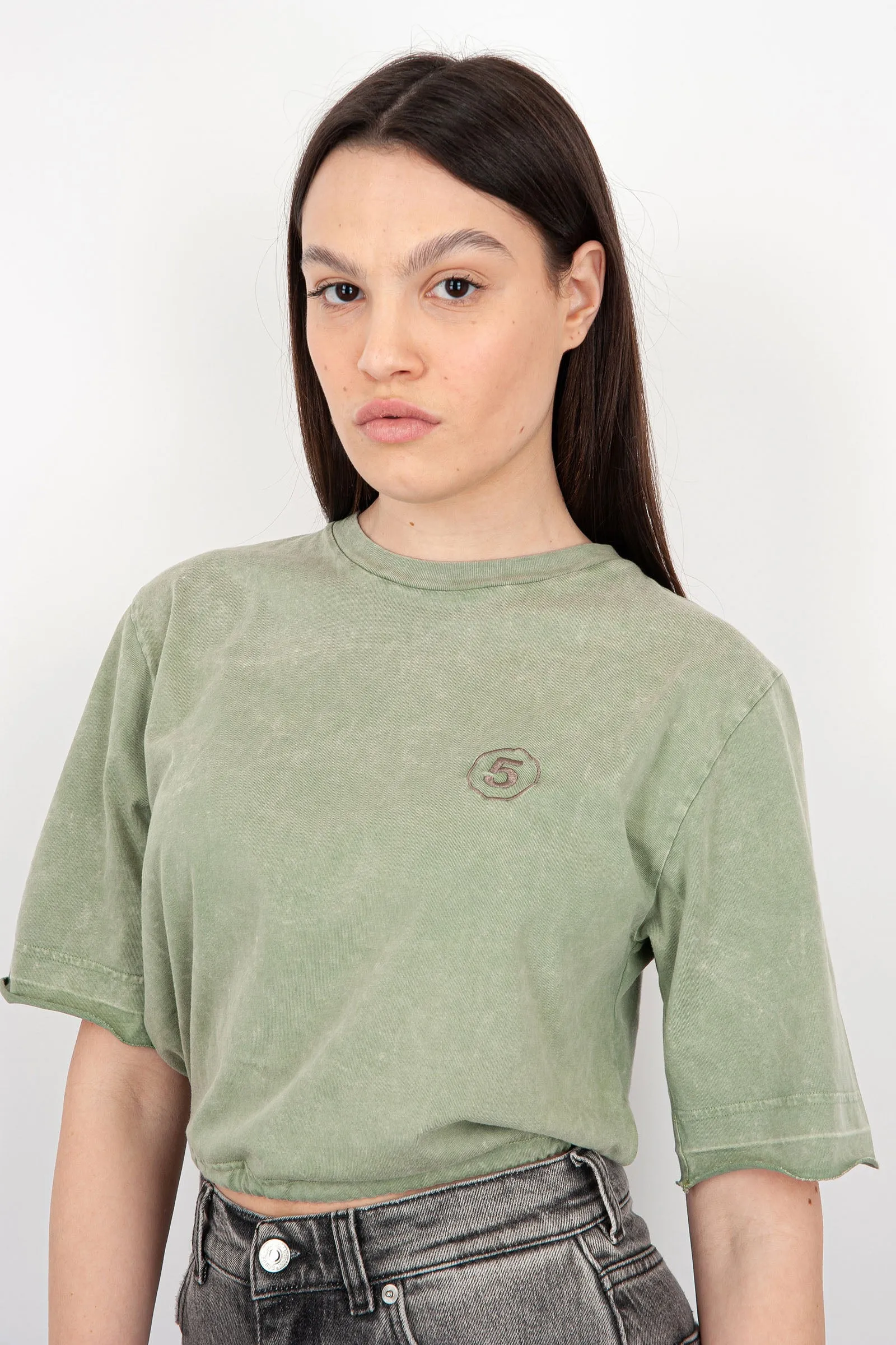 Department Five T-Shirt Crop Lax Cotone Verde Militare