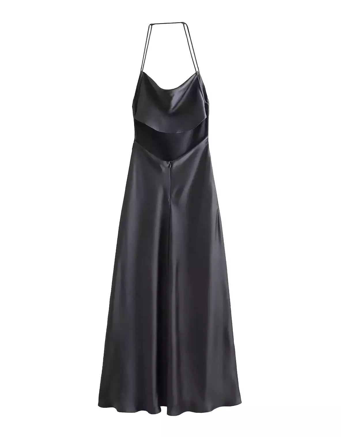 Draped Long Backless Satin Dress