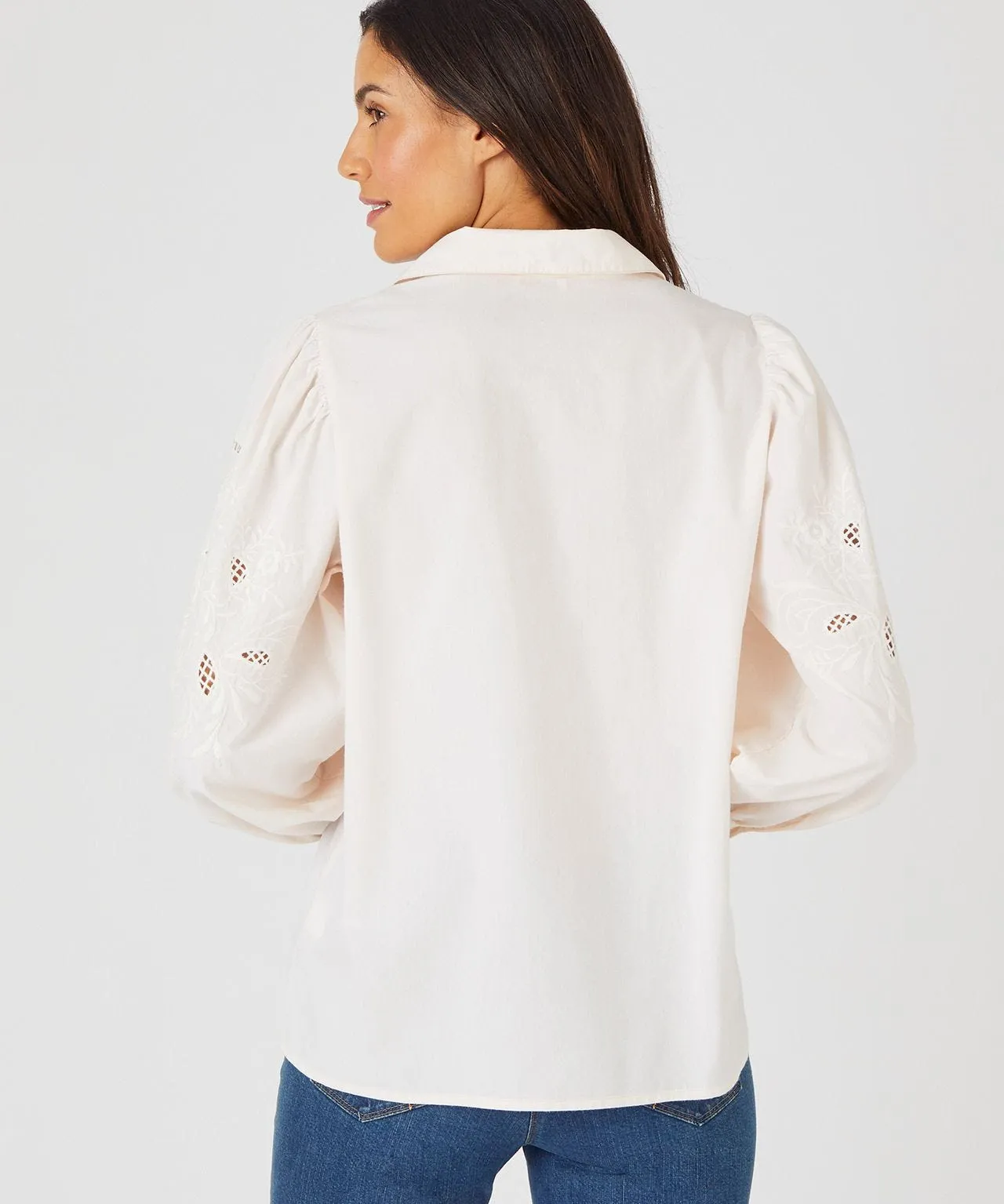 Embroidered Front Button Blouse