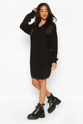 Fisherman V Neck Sweater Dress