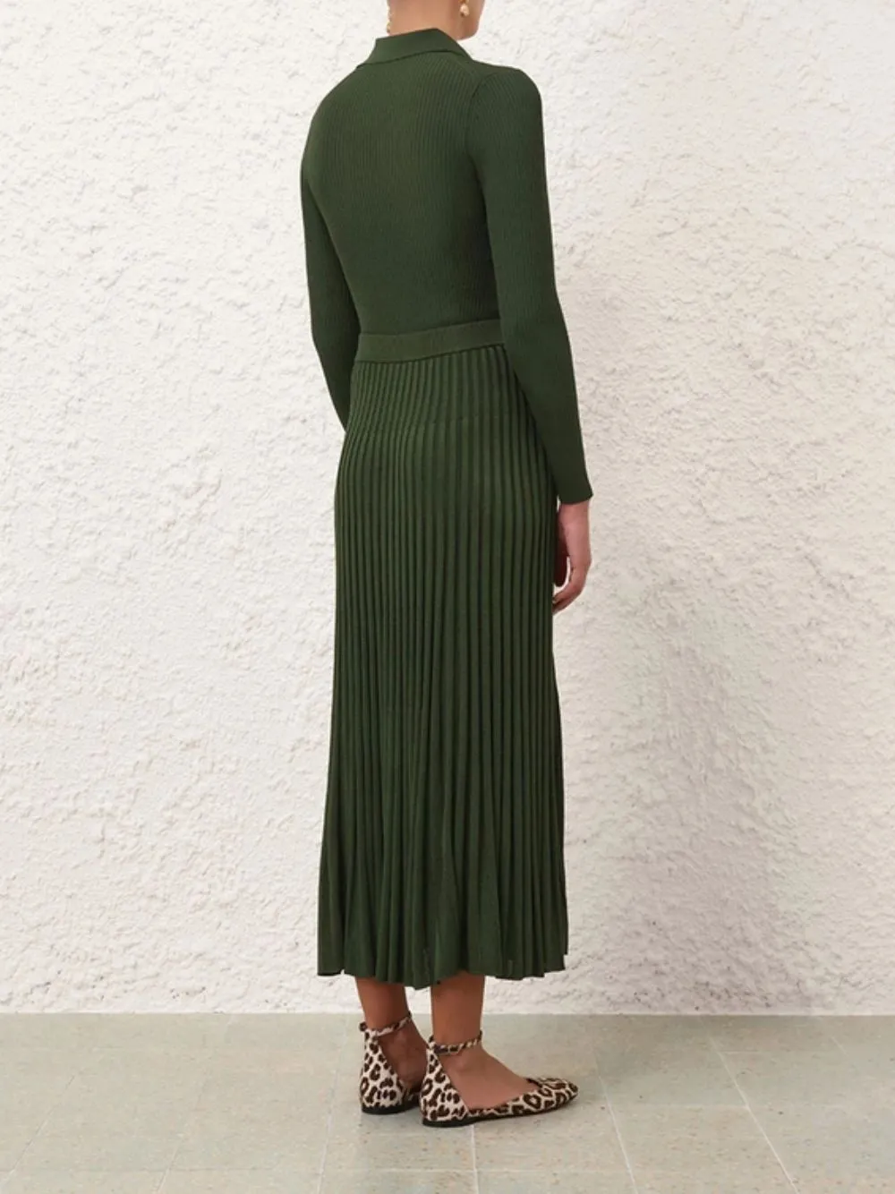 Forest Pleated Midi Skirt