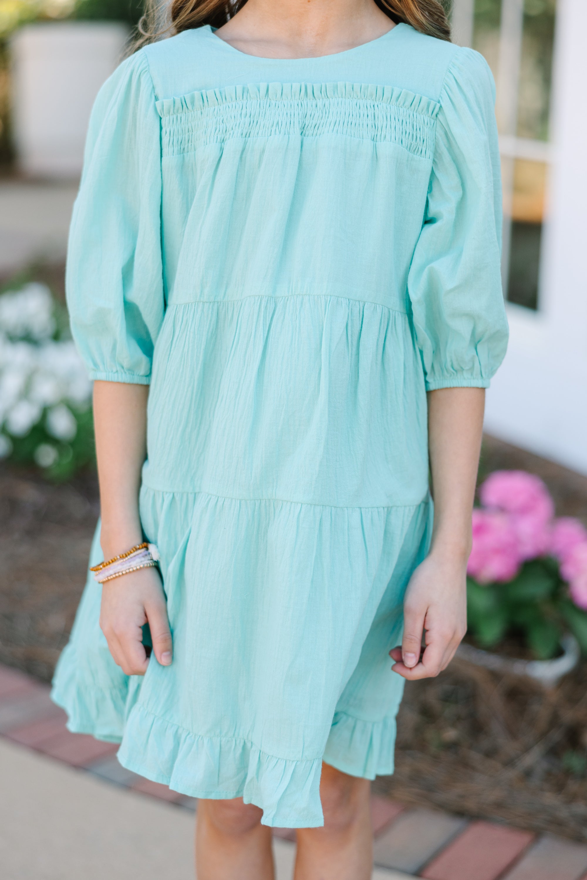 Girls: Clear Skies Blue Ruffled Dress