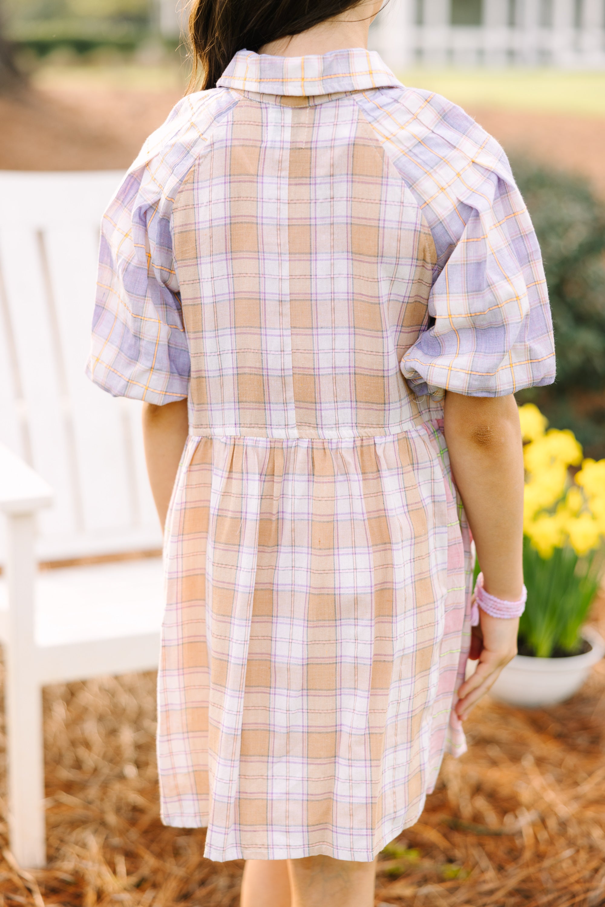 Girls: Happy Place Lavender Purple Plaid Dress