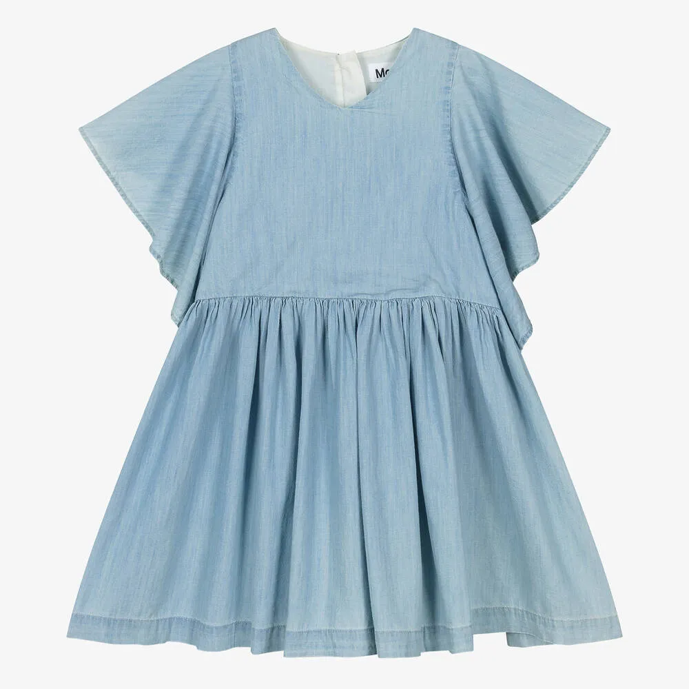 Girls Light Blue Cotton Dress