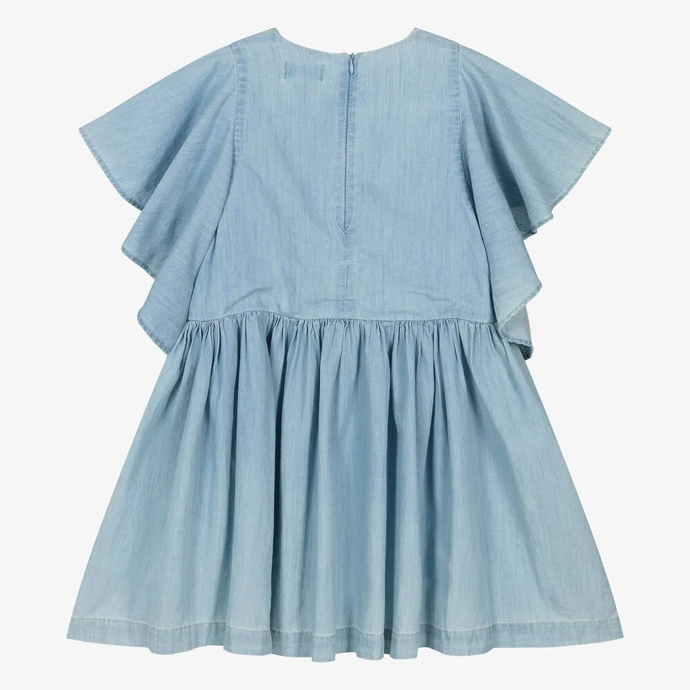 Girls Light Blue Cotton Dress