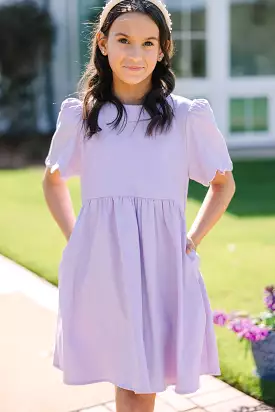 Girls: Time Goes By Lavender Purple Scalloped Dress