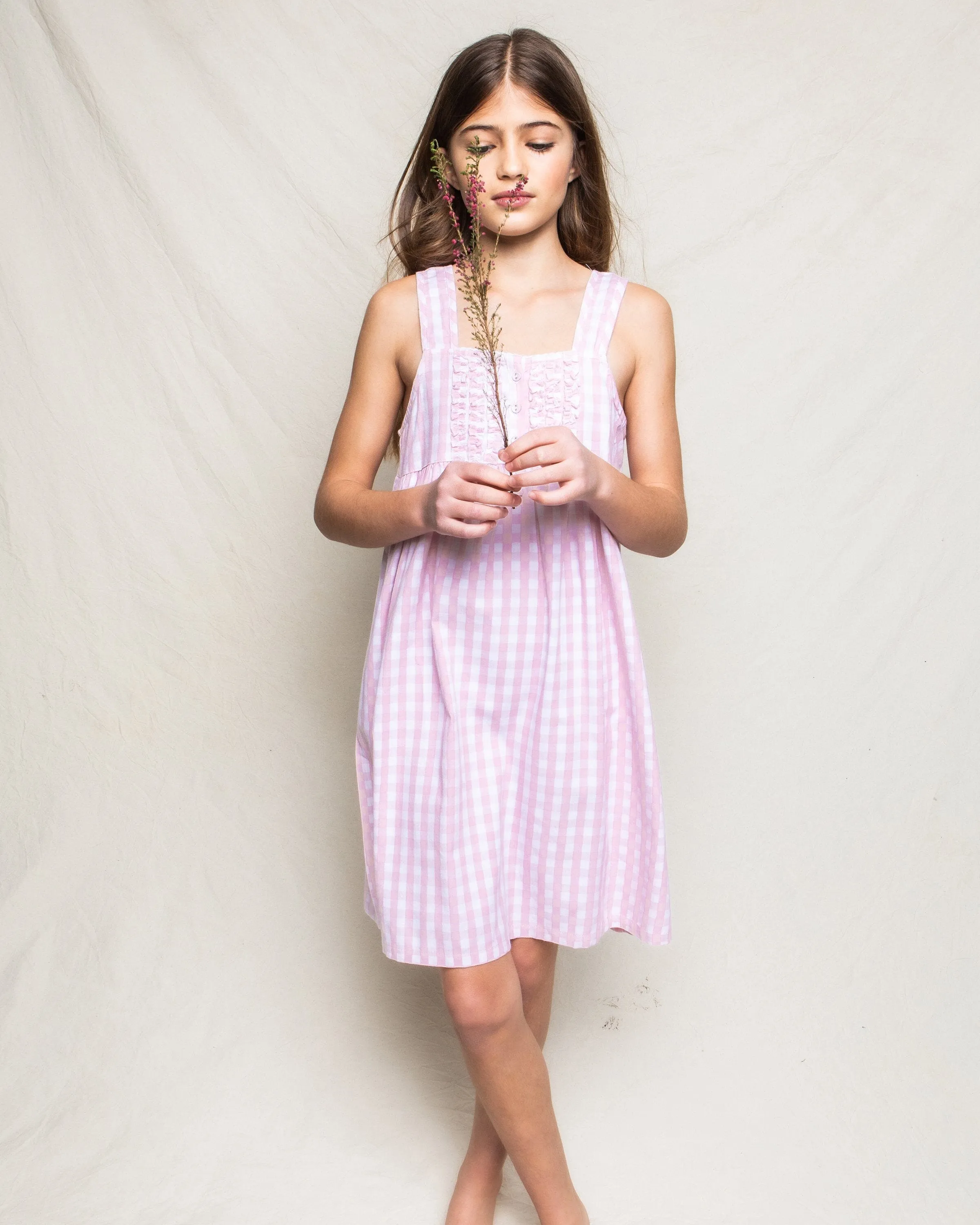 Girl's Twill Charlotte Nightgown | Pink Gingham