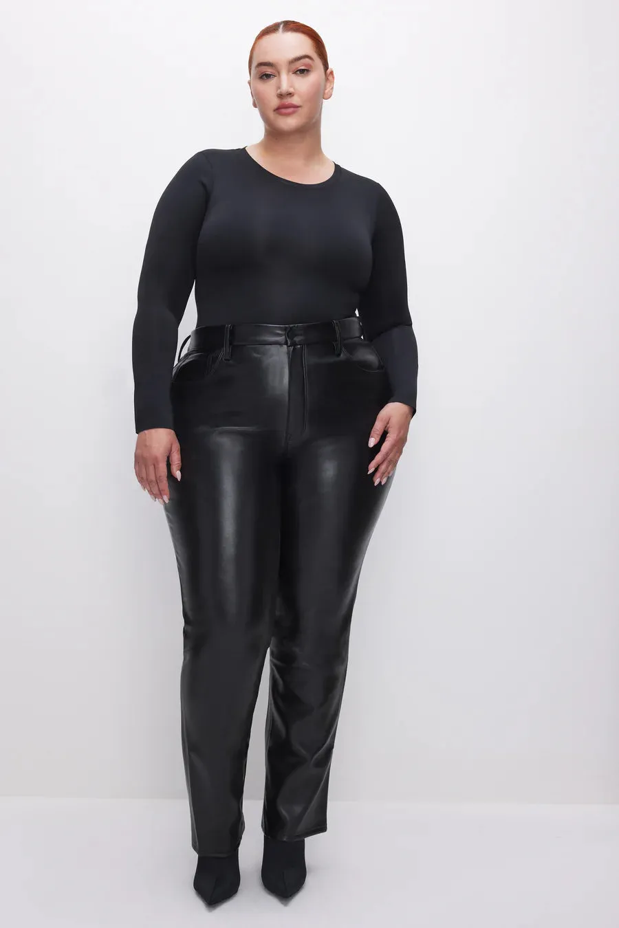 GOOD AMERICAN GOOD ICON FAUX LEATHER PANTS BLACK