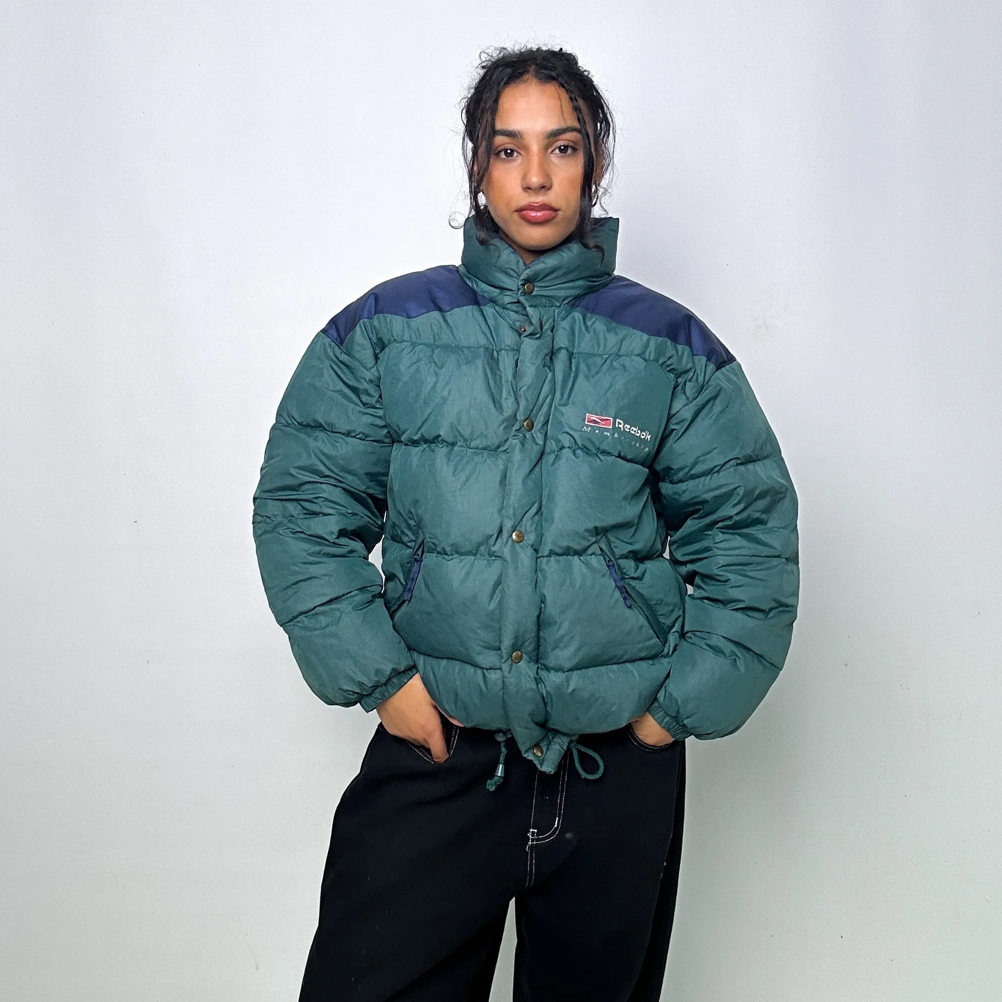 Green 90s Reebok Puffer Jacket Coat (L)