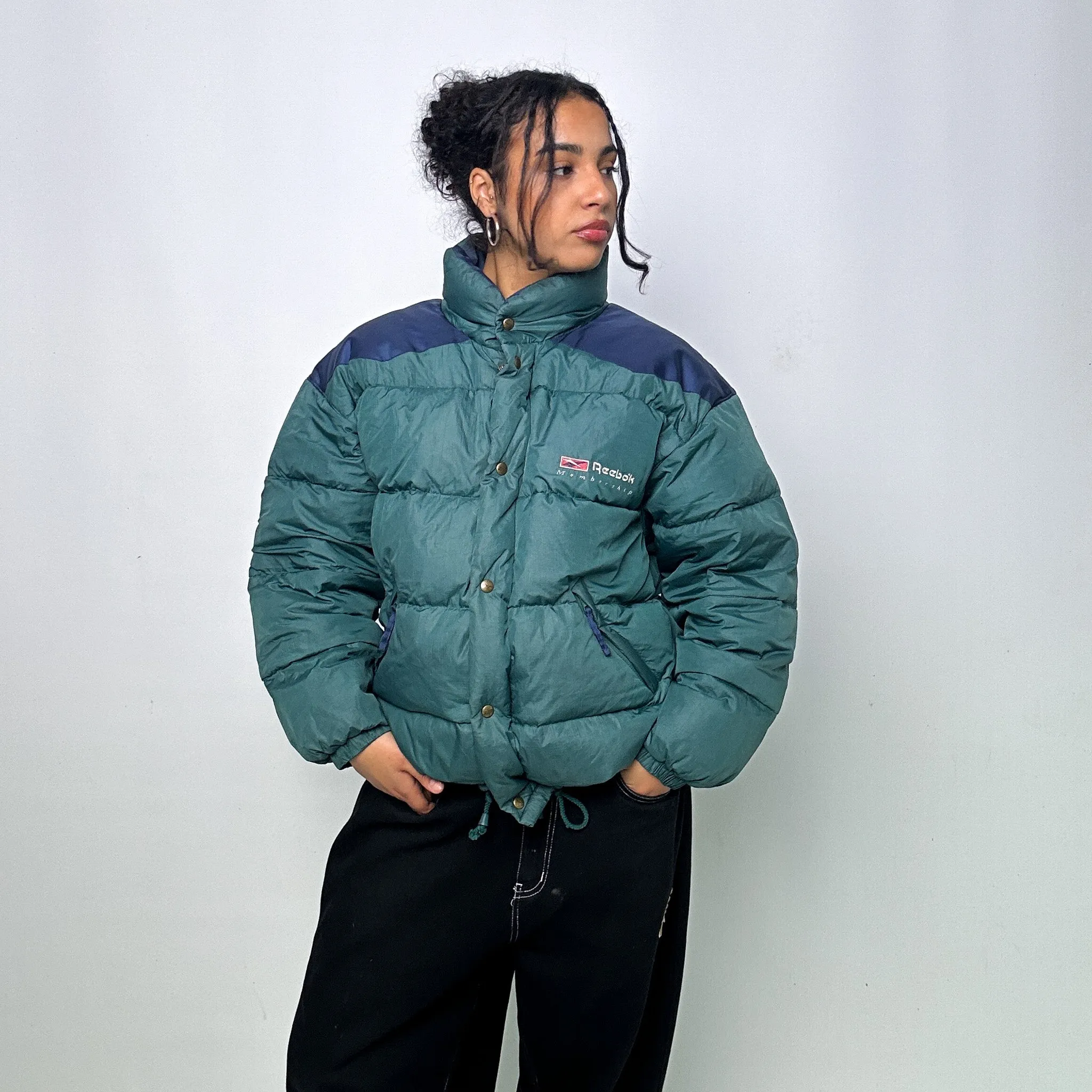 Green 90s Reebok Puffer Jacket Coat (L)