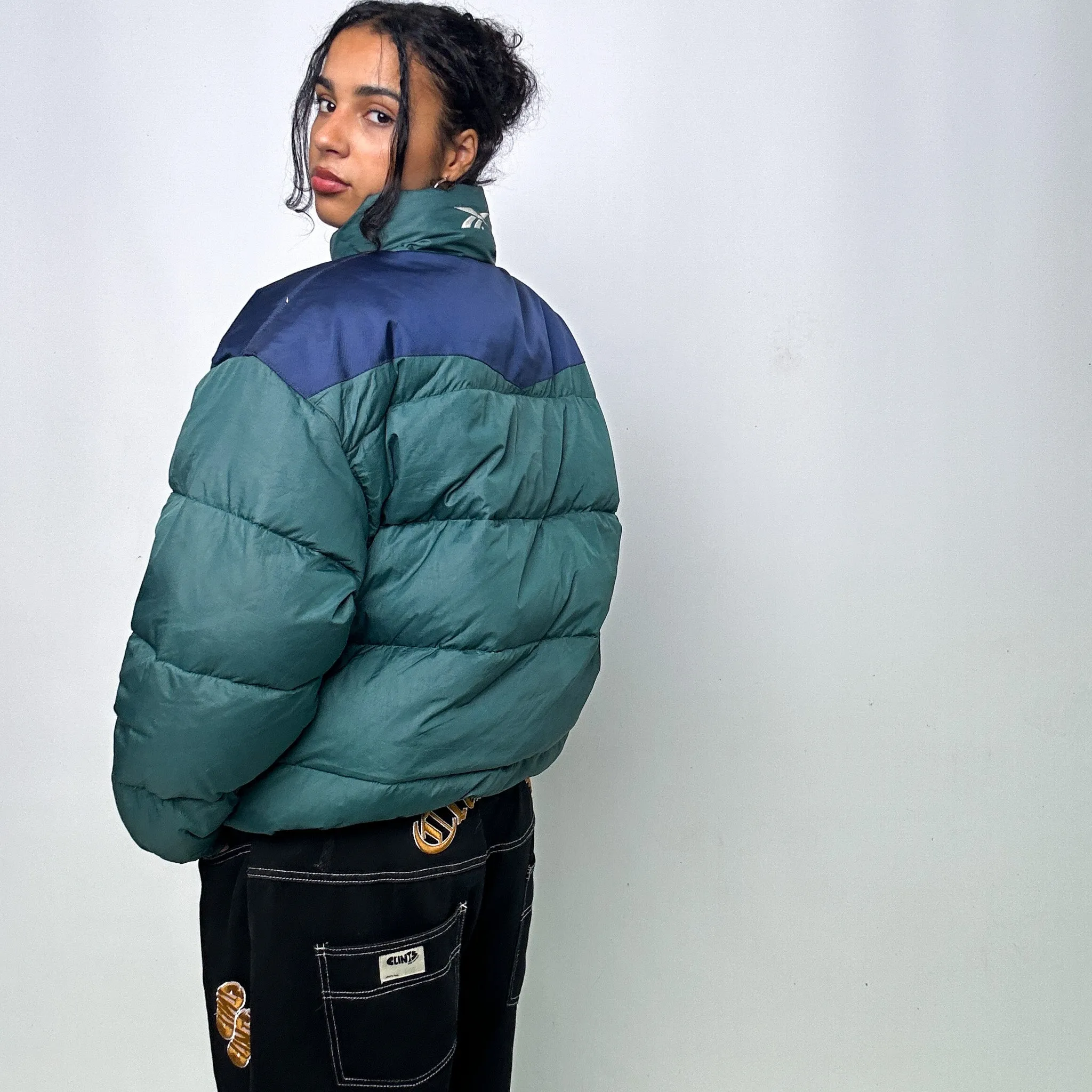 Green 90s Reebok Puffer Jacket Coat (L)