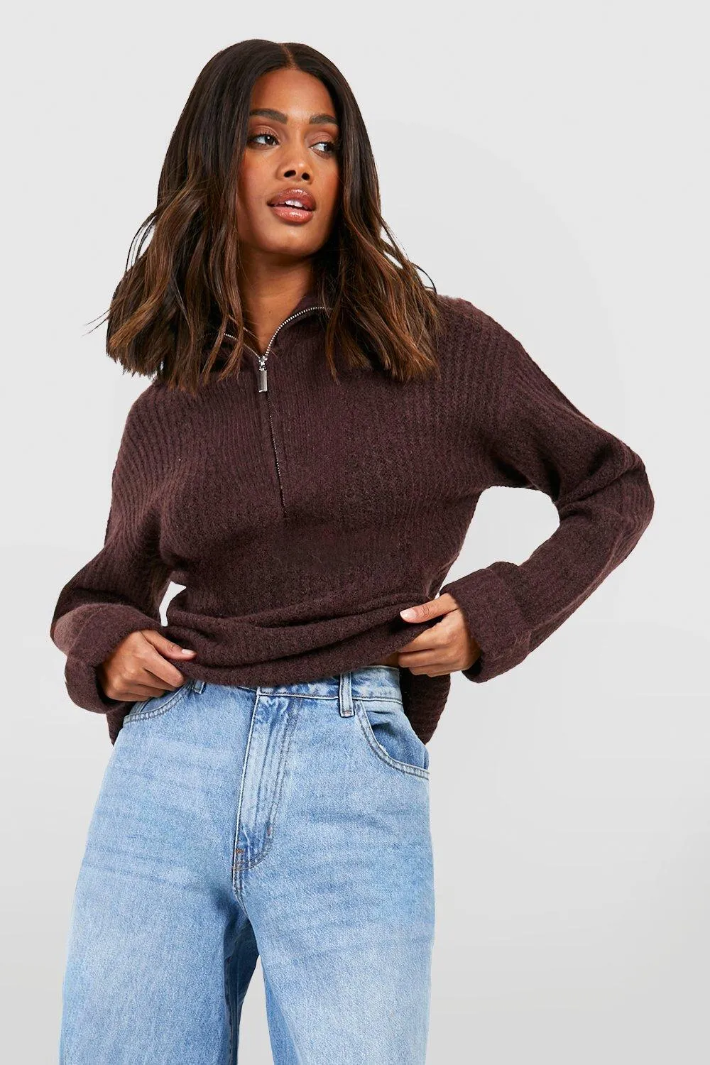 Half Zip Funnel Neck Sweater