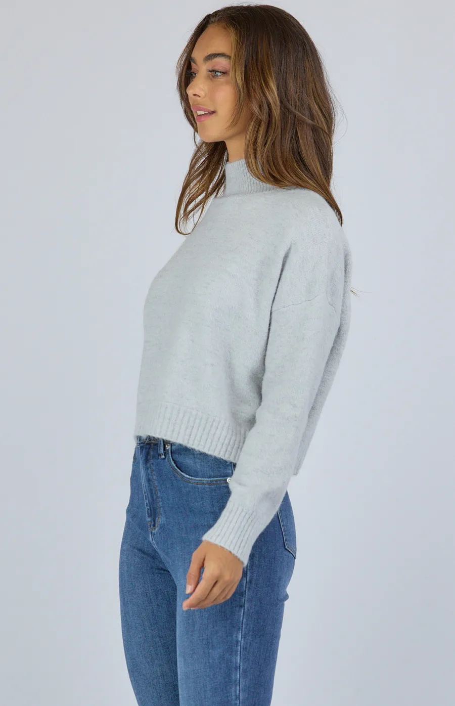 High Neck Cropped Knit Jumper (SKN322)