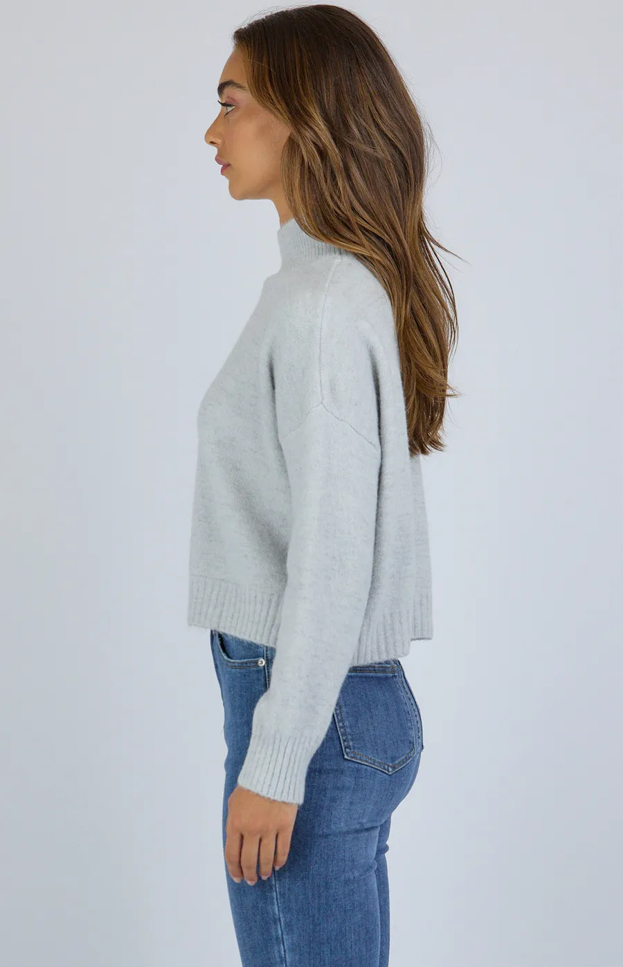 High Neck Cropped Knit Jumper (SKN322)