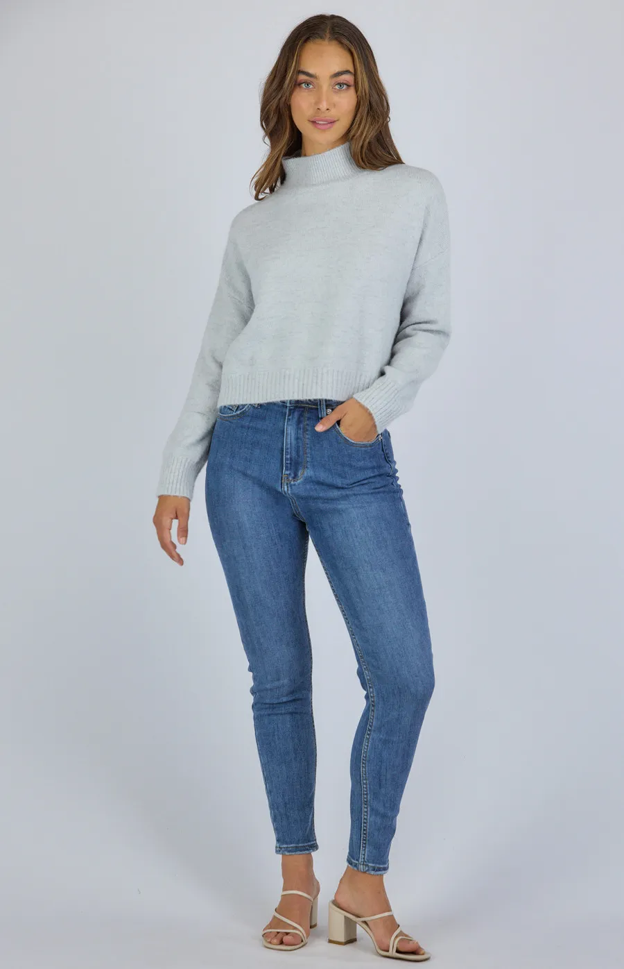 High Neck Cropped Knit Jumper (SKN322)