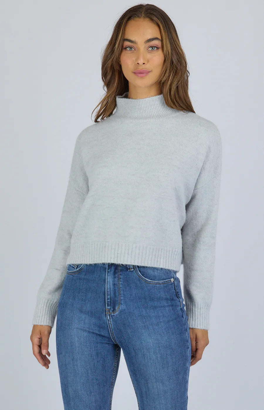 High Neck Cropped Knit Jumper (SKN322)