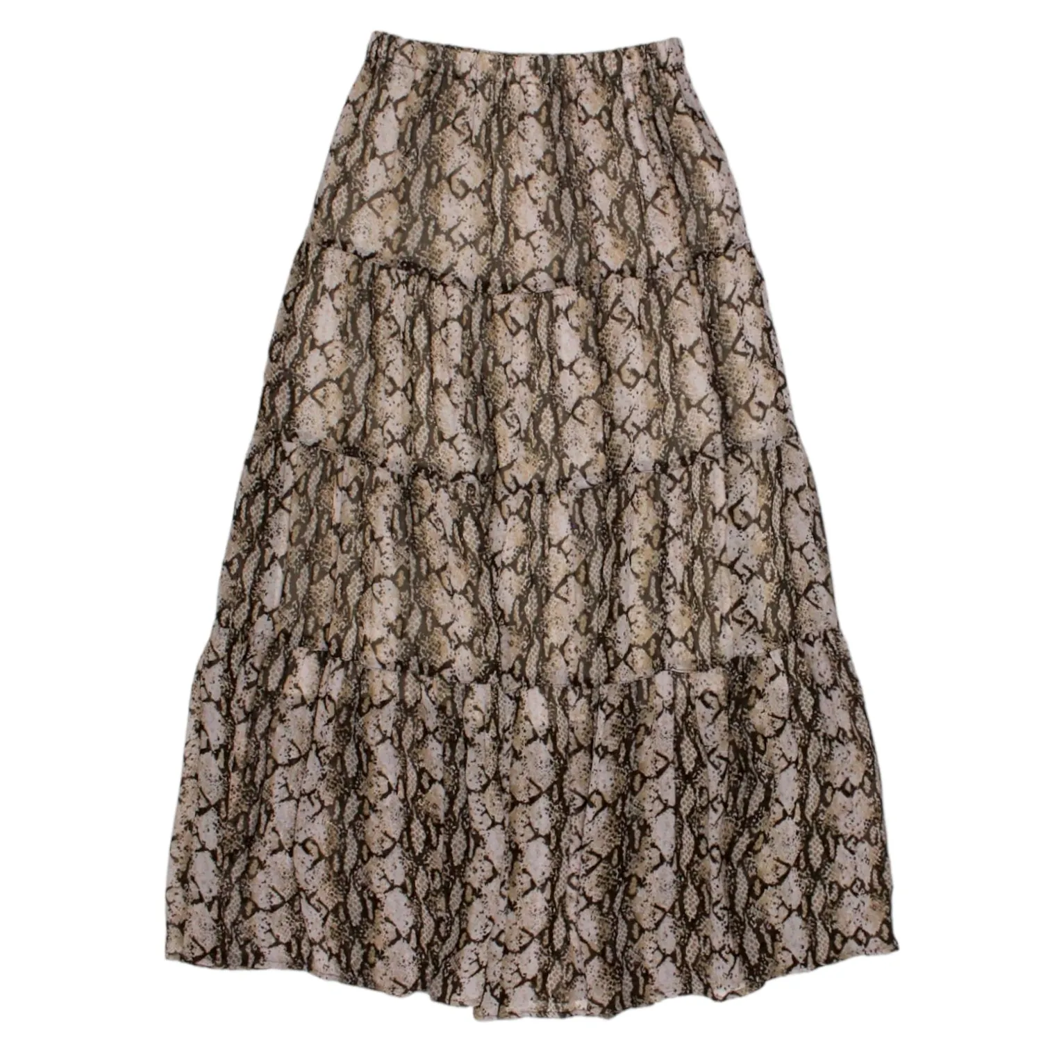 Hush Brown Snakeskin Lyra Tiered Maxi Skirt