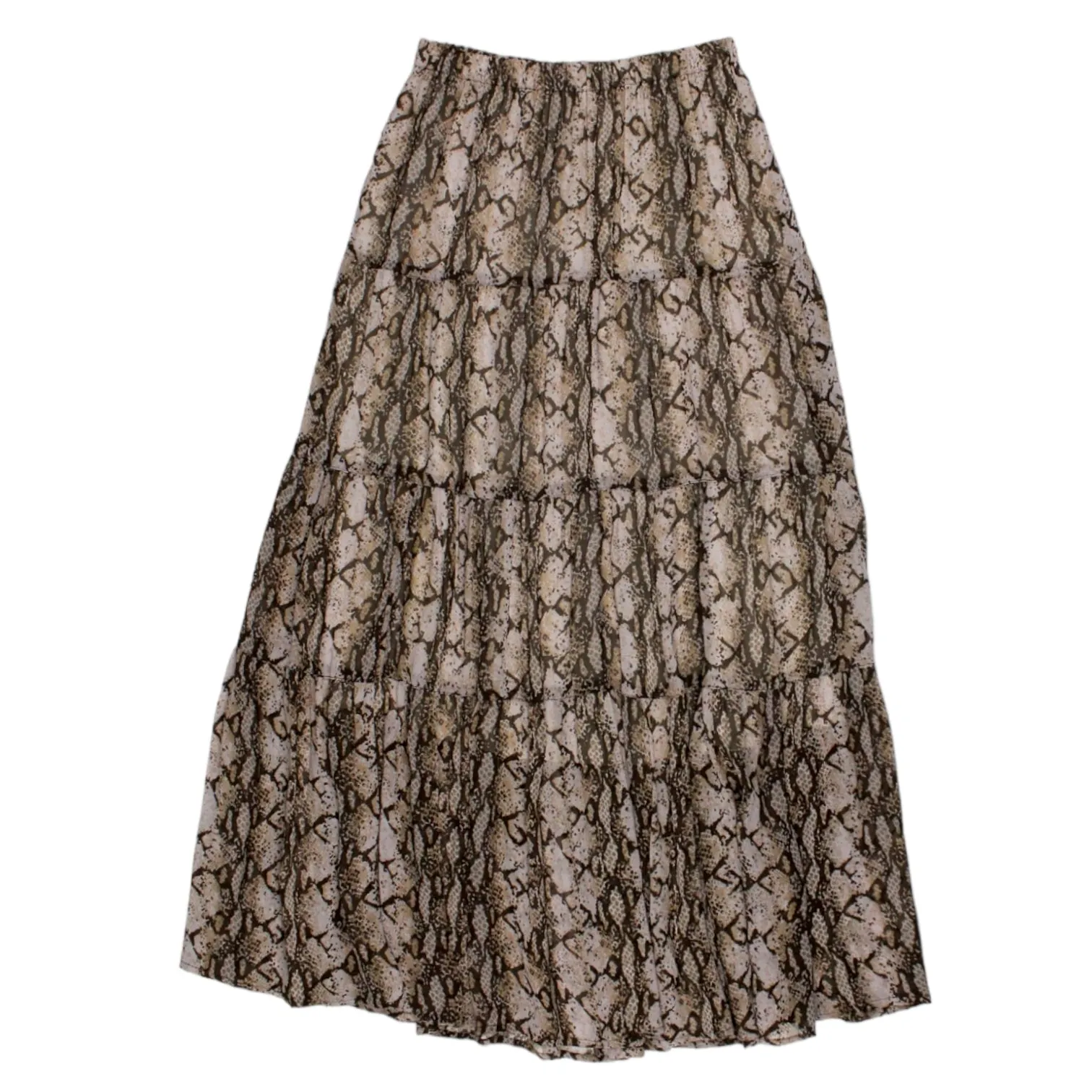 Hush Brown Snakeskin Lyra Tiered Maxi Skirt