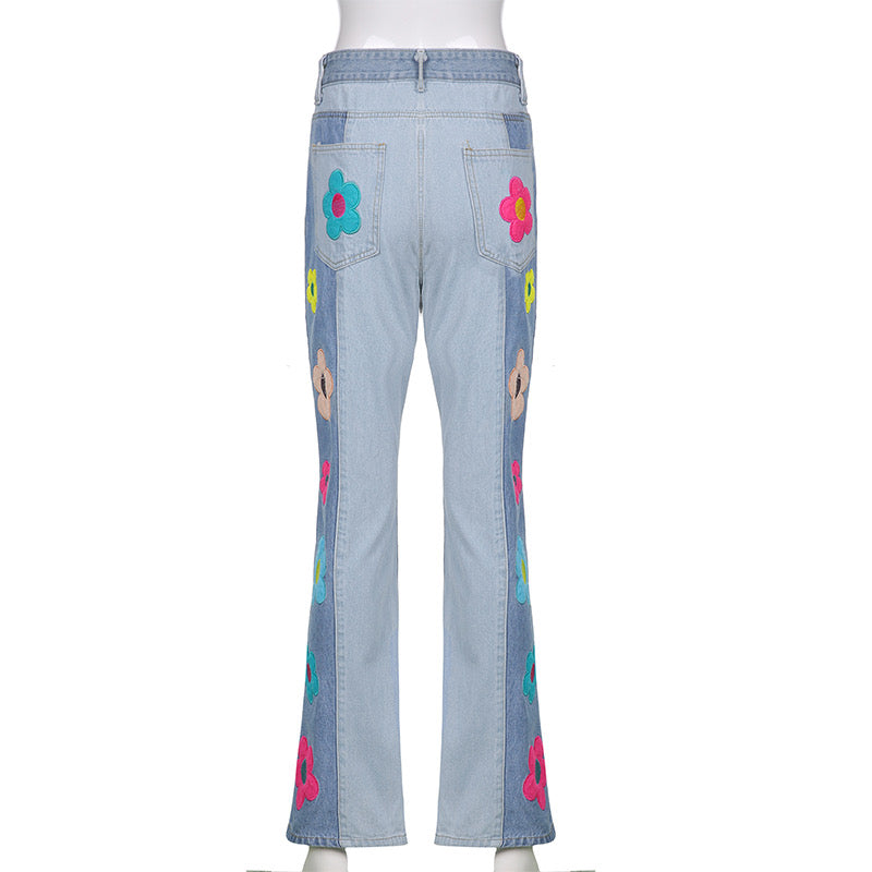 INS CUTE FLOWER EMBROIDERY JEANS BY70196